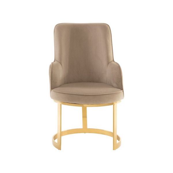 Eliza Velvet Dining Chair - Synthetic/Textile/Metal - L72 x W60 x H94 cm - Beige