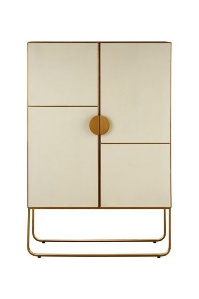 Modica Cabinet - Metal/Wood - L50 x W86 x H130 cm - White/Gold