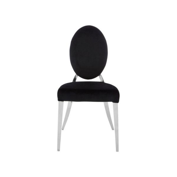 Yasmin Velvet Dining Chair - Wood/Metal/Textile/Synthetic - L43 x W45 x H95 cm - Black/Silver