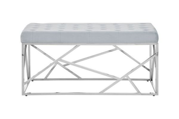 Allure Powder Blue Geometric Bench - Metal/Textile - L44 x W97 x H46 cm