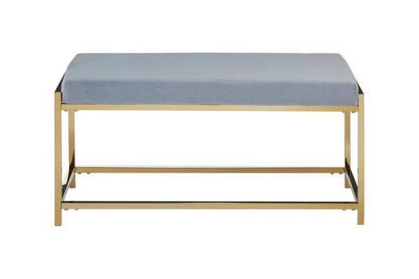 Allure Gold and Powder Blue Bench - Metal/Textile - L44 x W97 x H46 cm