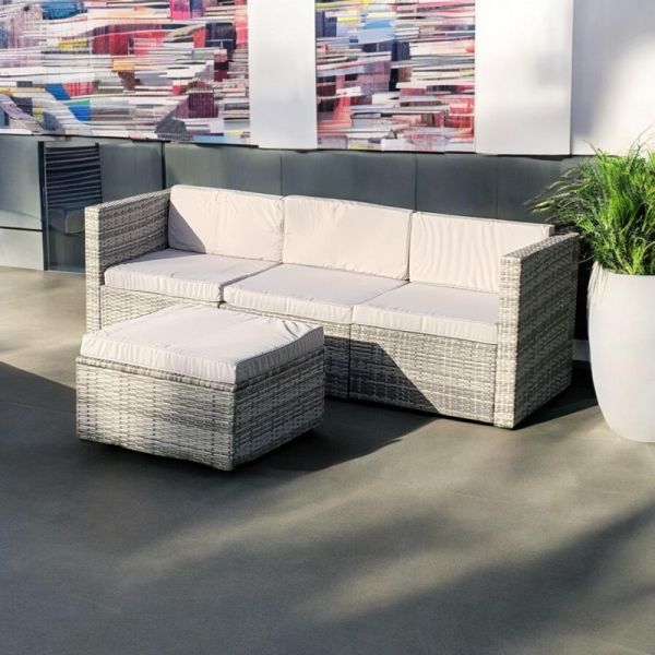 Sofa Set - Rattan - L68 x W193 x H65 cm