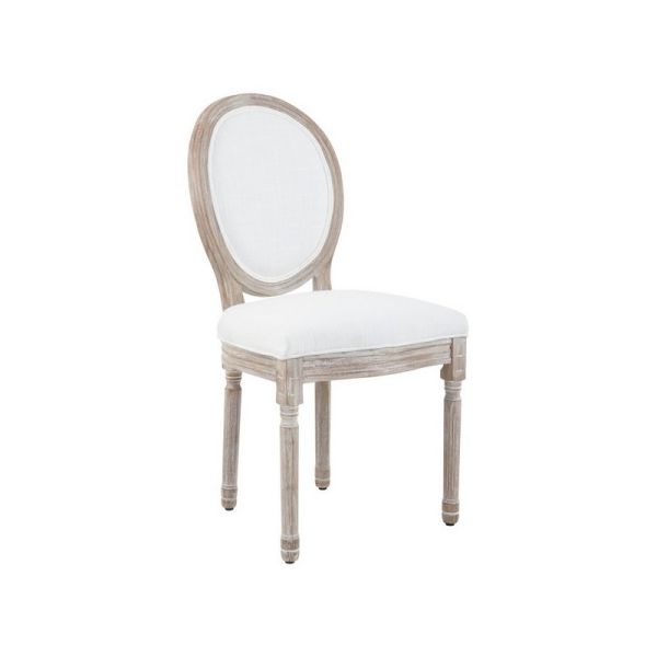 Kensington Townhouse Dining Chair with Oval Back - Wood/Textile/Synthetic - L55 x W50 x H97 cm - Natural/Cream