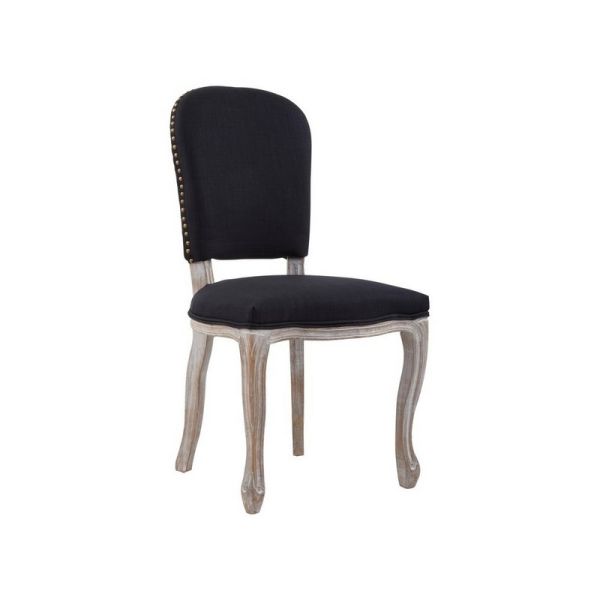 Kensington Townhouse Linen Dining Chair - Wood/Textile/Synthetic - L53 x W53 x H98 cm - Black/Natural