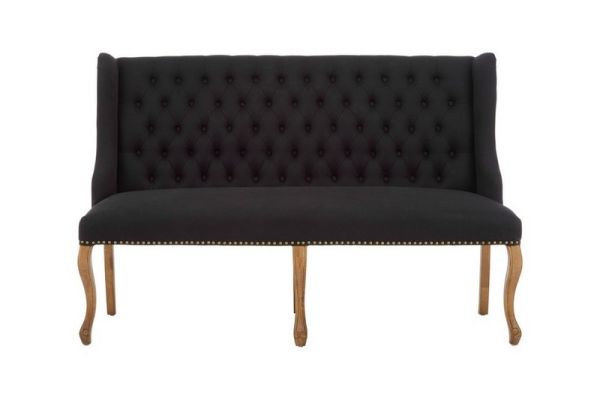 Harrison 2 Seat Bench - Wood/Textile - L77 x W155 x H105 cm - Black