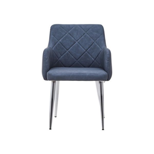 Tamzin Dining Chair - Metal/Wood/Textile/Synthetic - L59 x W54 x H81 cm - Silver/Grey