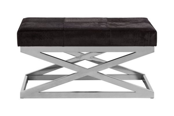 Kensington Townhouse Cross Base Bench - Metal/Wood - L45 x W90 x H45 cm - Black/Silver
