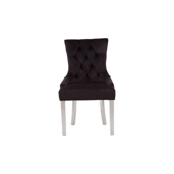 Richmond Velvet Dining Chair - Metal/Textile - L63 x W57 x H97 cm - Black/Silver