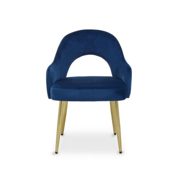 Dani Velvet Dining Chair - Metal/Synthetic/Textile - L58 x W58 x H81 cm - Blue