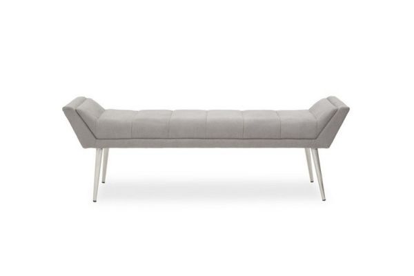 Gilden Bench with Angular Base - Metal/Wood/Textile - L46 x W150 x H50 cm - Silver/Grey