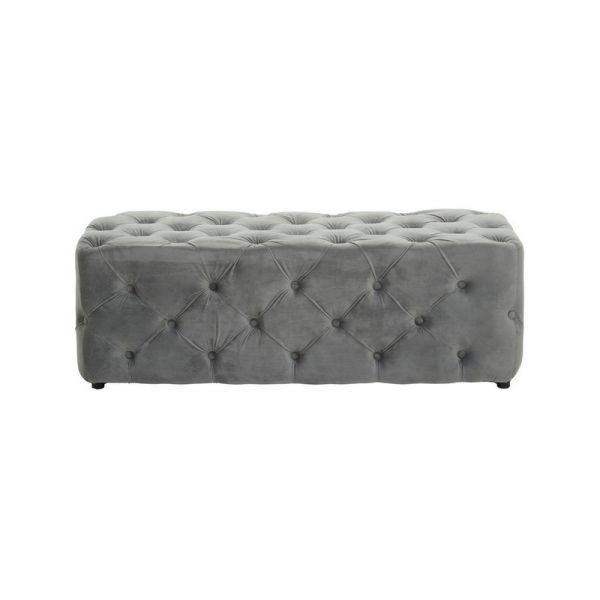 Alea Grey Velvet Bench Wood/Textile - L120 x W45 x H42 cm