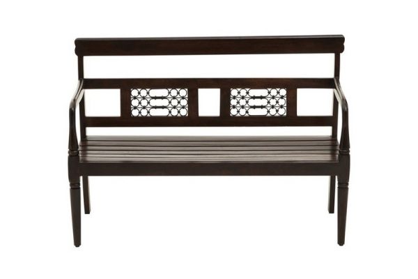 Srina Dark Sheesham Bench - Metal/Wood - L45 x W120 x H84 cm - Brown