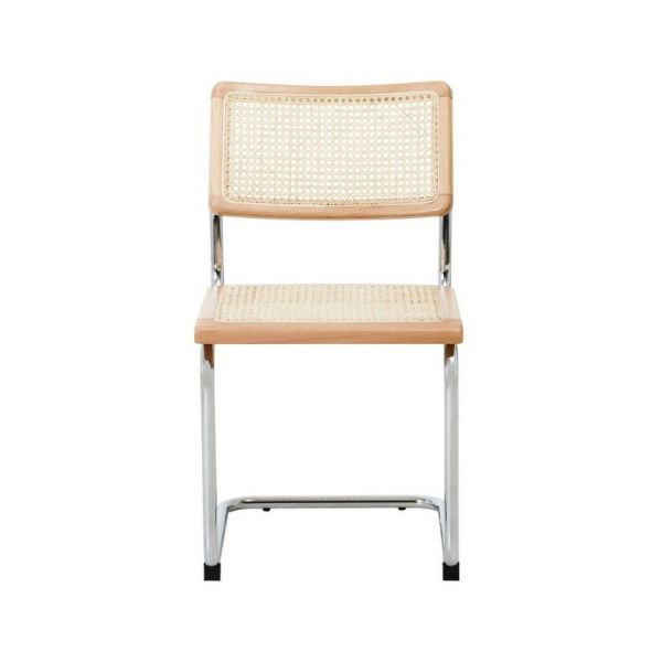 Cebu Dining Chair - Metal/Wood - L78.8 x W58 x H53 cm - Silver/Natural