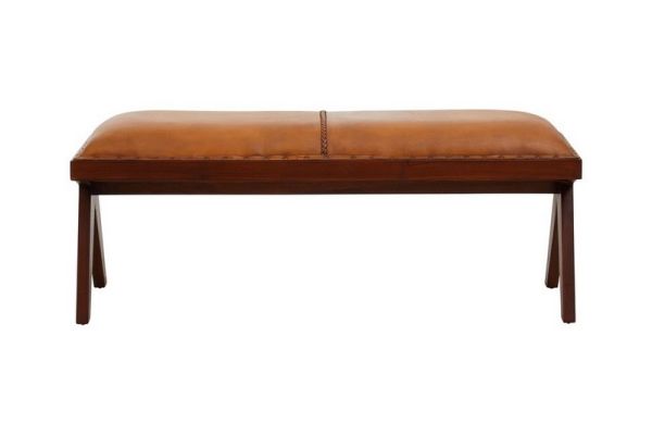 Inca Bench with Inverted Base - Wood/Synthetic/Textile - L41 x W120 x H46 cm - Brown