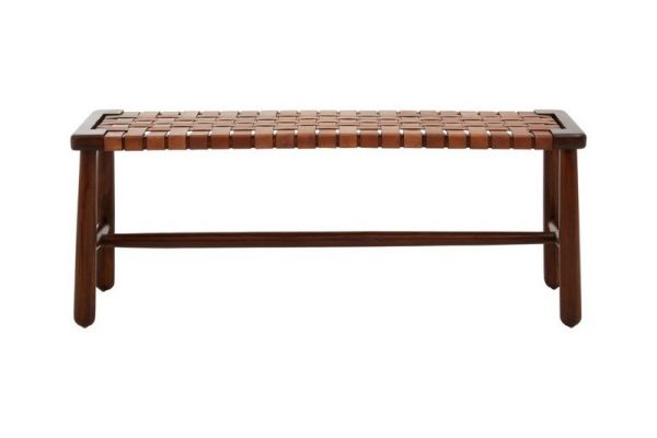 Inca Strapped Bench - Wood/Textile - L43 x W124 x H48 cm - Brown