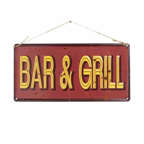 Bar & Grill Slogan - Steel - W40 x H20 cm - Multicoloured