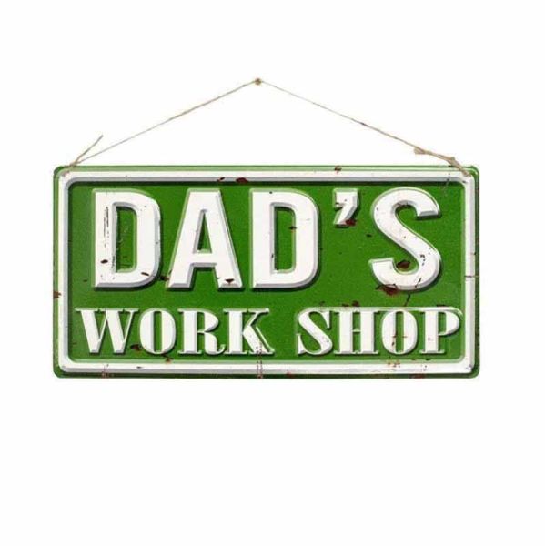 Dad's Workshop Slogan - Steel - W40 x H20 cm - Multicoloured