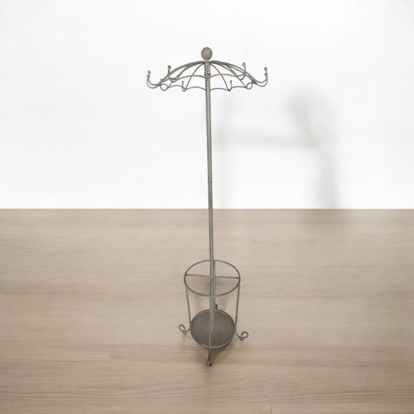 Coat/Umbrella Hold Stand - Distressed Metal - L56 x W56 x H172 cm - Cream