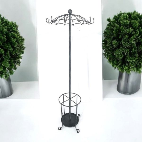 Coat/Umbrella Hold Stand - Metal - L56 x W56 x H172 cm - Grey