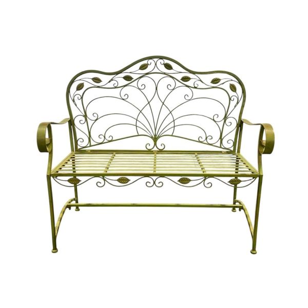 45 Inch Garden Bench - Metal - L58 x W115 x H96 cm - Leaf Green