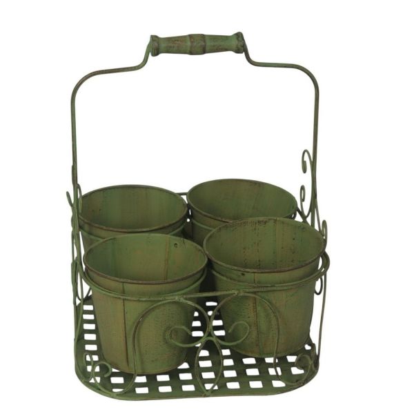 4 Decorative Basket Pot Holder - L25 x W25 x H30 cm - Green