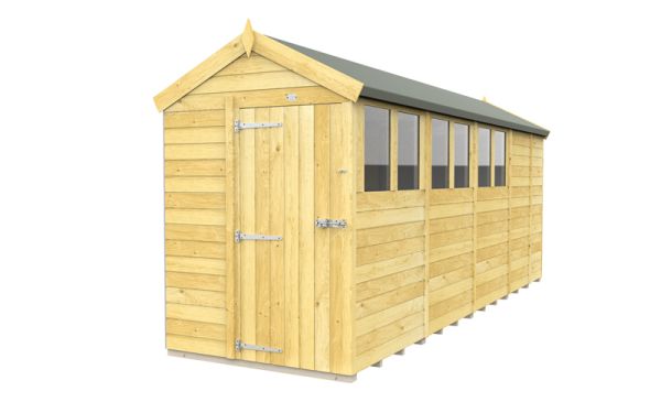 5 x 17 Feet Apex Shed - Single Door With Windows - Wood - L503 x W147 x H217 cm