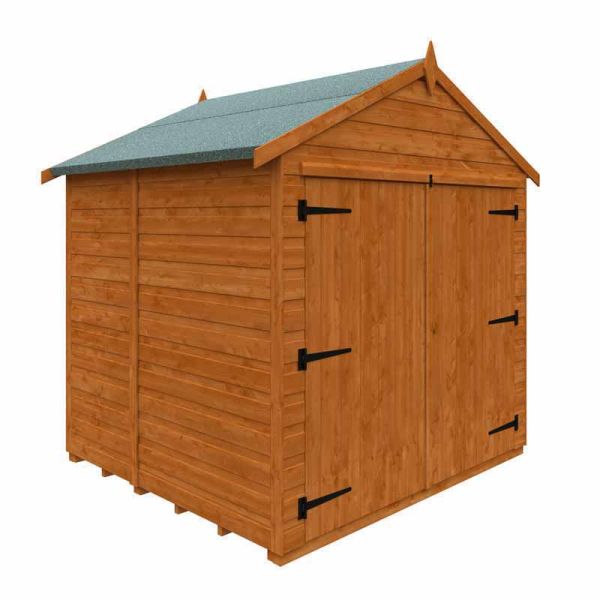 5x6 Flex Apex Bike Shed 12mm Flex - L158.8 x W175 x H195.3 cm - Solid Wood/Softwood/Pine - Burnt Orange