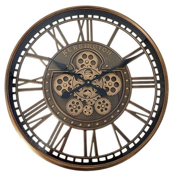 Round Gear Wall Clock with Roman Numerals - L7 x W55 x H55 cm