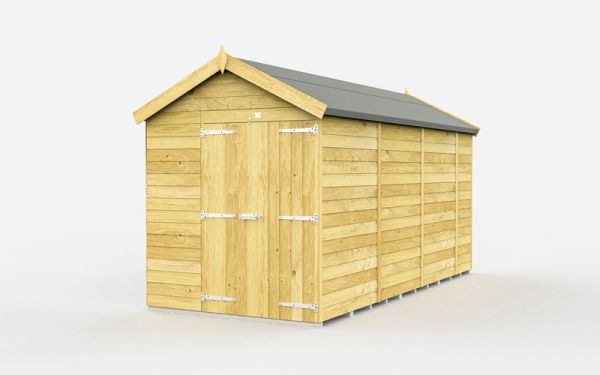 6 x 14 Feet Apex Shed - Double Door Without Windows - Wood - L417 x W175 x H217 cm