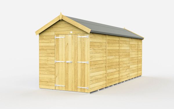 6 x 18 Feet Apex Shed - Double Door Without Windows - Wood - L533 x W175 x H217 cm