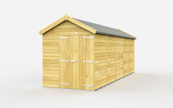 6 x 19 Feet Apex Shed - Double Door Without Windows - Wood - L560 x W175 x H217 cm