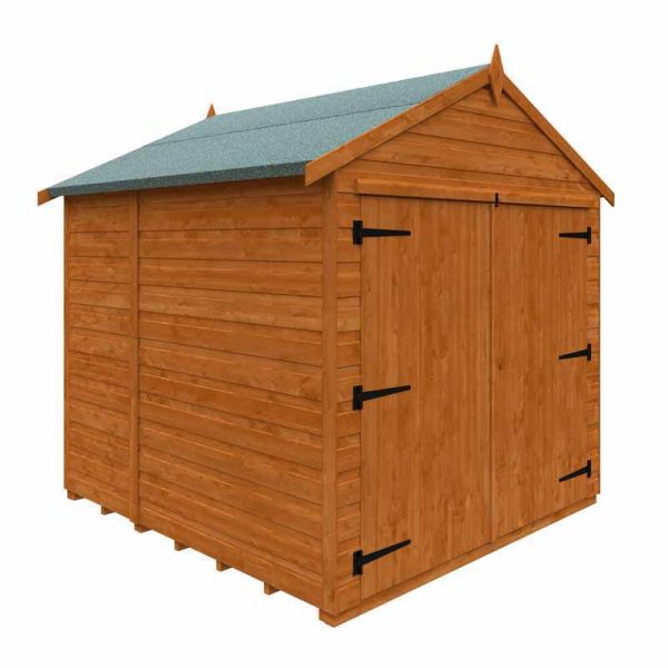 6x6 Flex Apex Bike Shed 12mm Flex - L183.8 x W175 x H195.3 cm - Solid Wood/Softwood/Pine - Burnt Orange