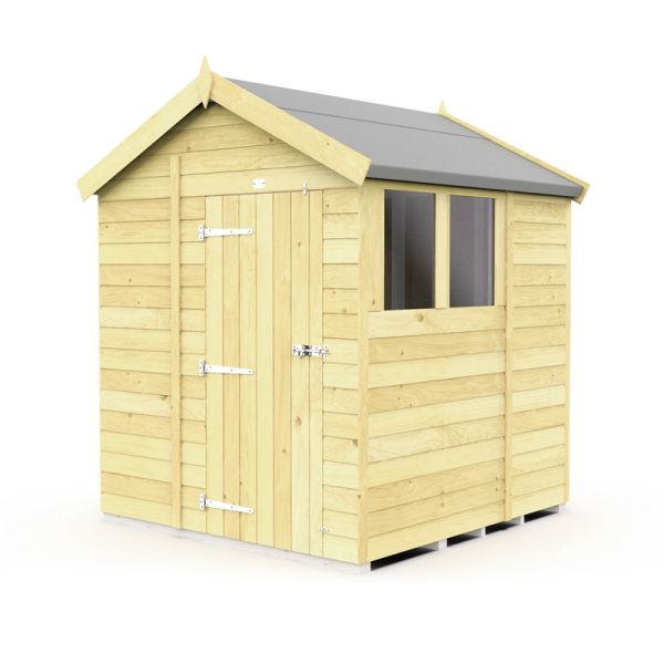 6 x 7 Feet Apex Shed - Single Door With Windows - Wood - L214 x W175 x H217 cm