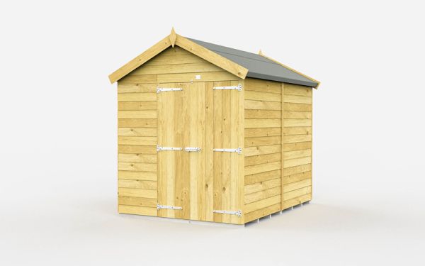 6 x 8 Feet Apex Shed - Double Door Without Windows - Wood - L243 x W175 x H217 cm