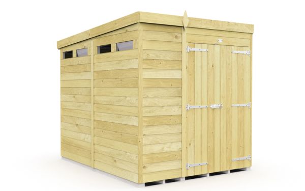 6 x 8 Feet Pent Security Shed - Double Door - Wood - L231 x W185 x H201 cm