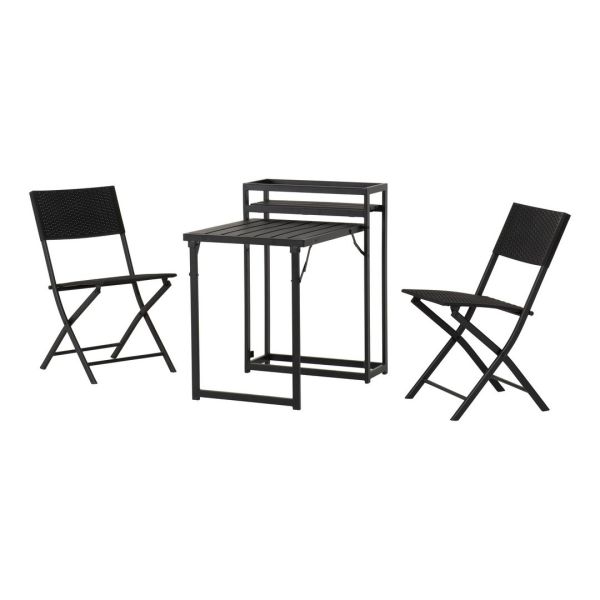 Foldaway 1+2 Garden Set - Metal/Plastic - Black