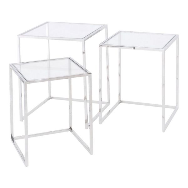 Linton Nesting Tables (Set of 3) - Stainless Steel - Silver