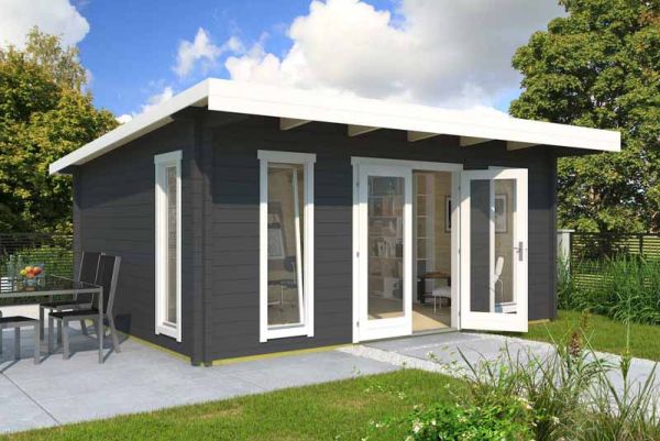 Barbados 5-Log Cabin, Wooden Garden Room, Timber Summerhouse, Home Office - L579 x W509 x H240.99 cm