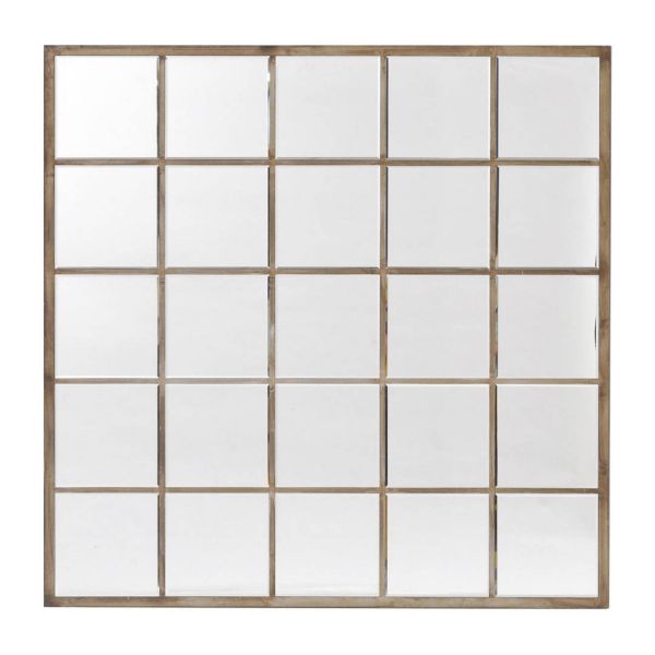 Blakely Square Mirror - glass/MDF - L1.5 x W100 x H100 cm - Clear/Gold