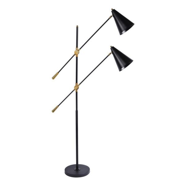 Mercer Twin Head Floor Lamp E27 40W - Iron - L100 x W100 x H170 cm - Black/Brass