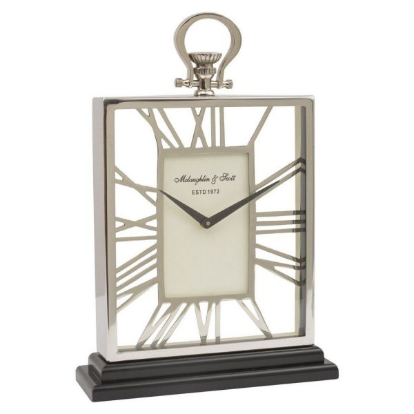 Skeletal Mantel Clock - SS/Aluminum - L10 x W30 x H43.5 cm - Silver/Black