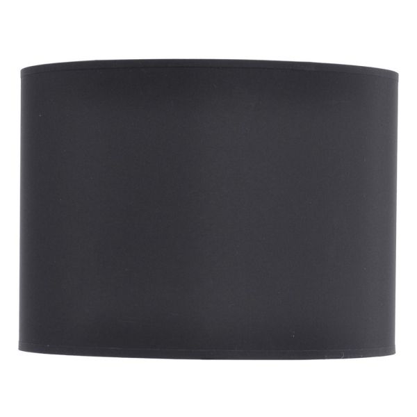 Lined Drum Lampshade - Fabric/Viscose/Polyamide Fram - L35.5 x W35.5 x H26 cm - Black/Silver