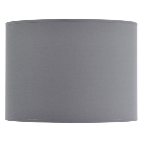 Lined Drum Lampshade - Fabric/Polyester/Cotton Frame - L41 x W41 x H30 cm - Grey/Silver