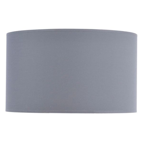 Lined Drum Lampshade - Fabric/Polyester/Cotton Frame - L50 x W50 x H30 cm - Grey/Silver