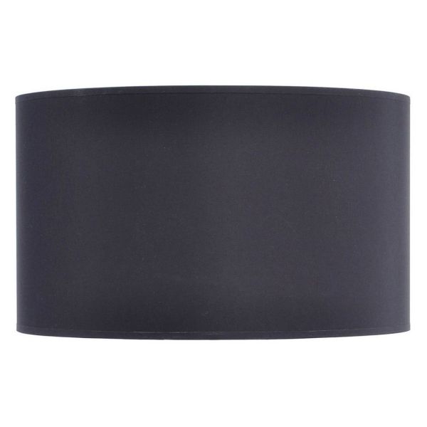 Lined Drum Lampshade - Fabric/Viscose/Polyamide Fram - L50 x W50 x H30 cm - Black/Silver