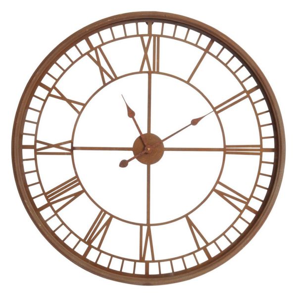 Skeleton Wall Clock - Iron/Glass - L6 x W80 x H80 cm - Rust