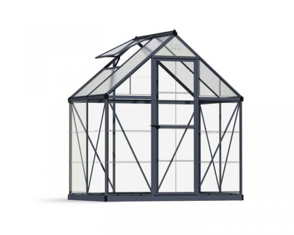 Greenhouse Hybrid 6 x 4 - Polycarbonate - L126 x W185 x H208 cm - Grey