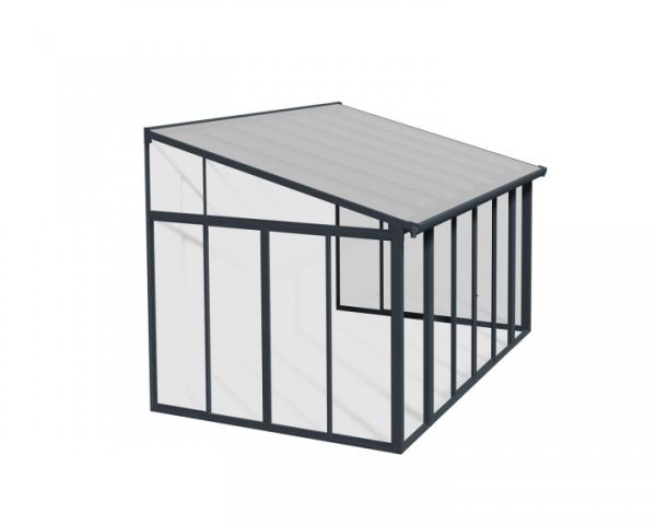 Lean To Greenhouse Sanremo Veranda Clear 3 x 4.25 - Polycarbonate/Acrylic - L435 x W300 x H310 cm - Grey