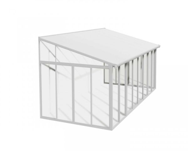 Lean To Greenhouse Sanremo Veranda 3X5.46 - Polycarbonate/Acrylic - L556 x W300 x H310 - White