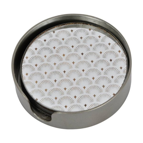 Deco Scallop Coasters (Set of 4) - Glass/Plastic - L11 x W11 x H3 cm - Antique Gold